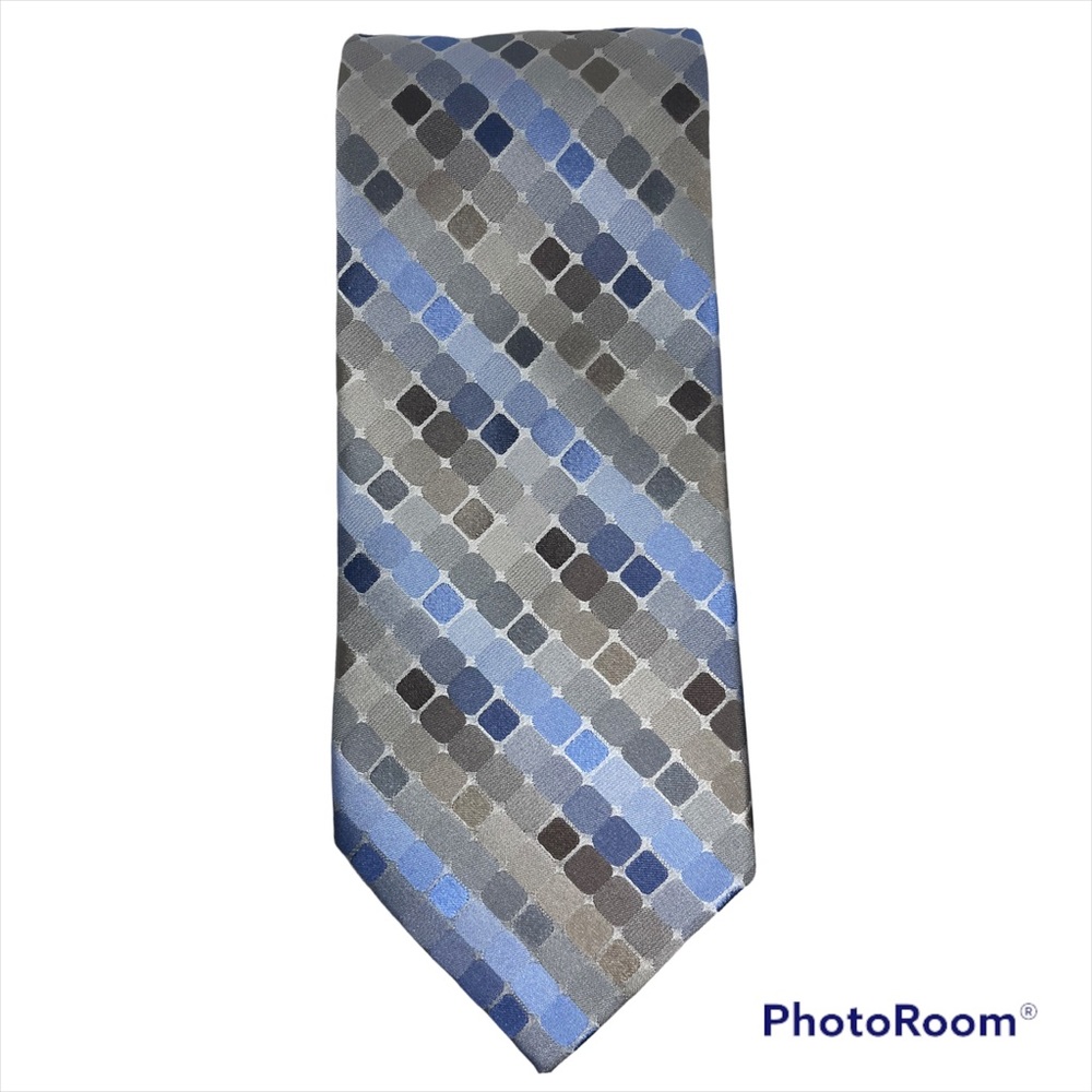 Calvin Klein Grey and Blue Mens Tie All Silk Tie!!